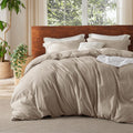 Full Size Frosted Almond Washed Cotton Duvet Cover - Linen Look