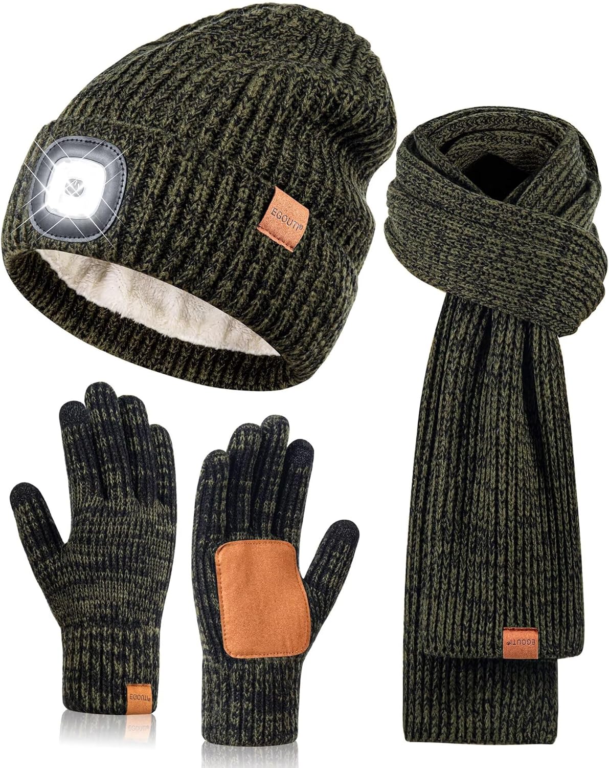 LED Beanie Gloves Scarf Set for Winter Activities and Gifts