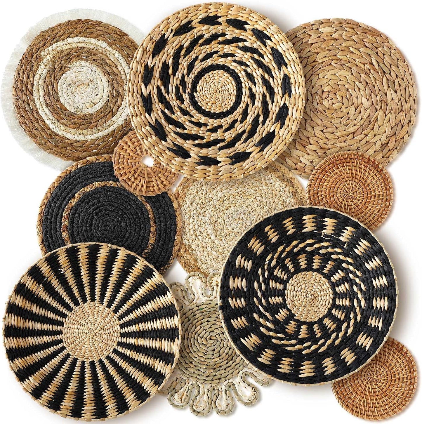 11 Pcs Boho Hanging Wall Basket Decor for Rustic Home Style