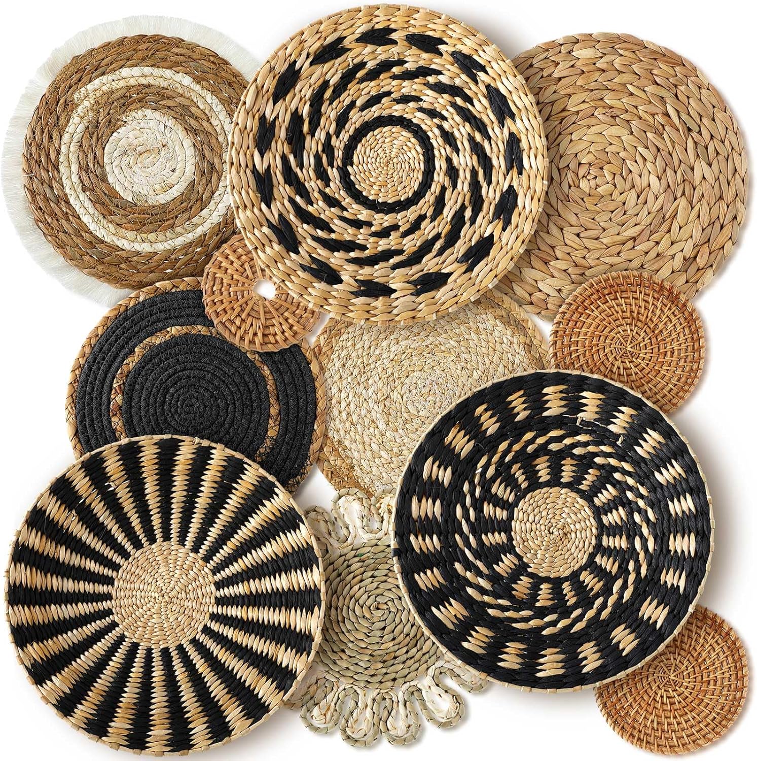 11 Pcs Boho Hanging Wall Basket Decor for Rustic Home Style