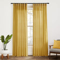 Mustard Yellow Sheer Curtains 84 in - Light Filtering Linen Look
