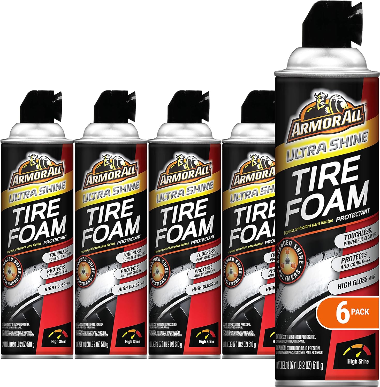 Armor All Tire Foam Ultra Shine for Deep Black Tire Care