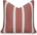 Modern Farmhouse Rust Orange Striped Throw Pillow Cover 20x20
