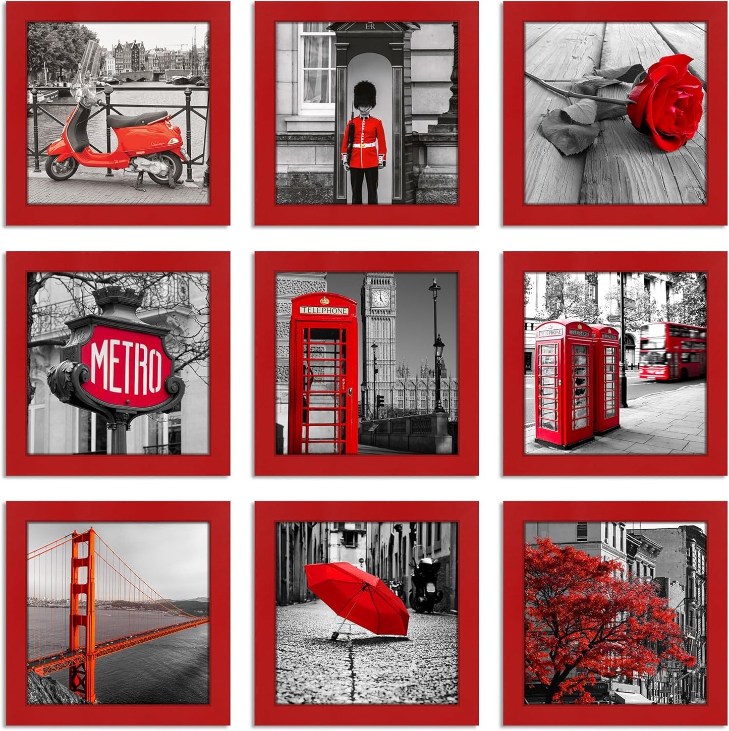 8x8 Picture Frame Set of 9 for Stunning Photo Gallery Decor