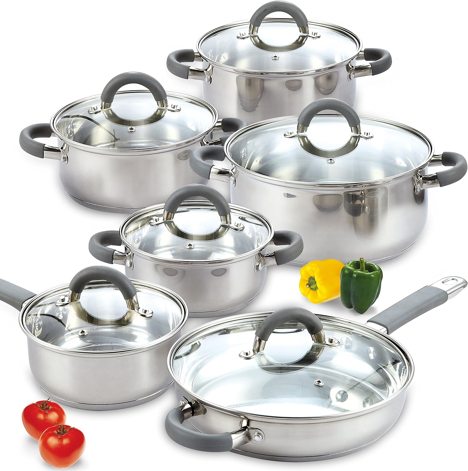 Cook N Home 12-Piece Stainless Steel Cookware Set for Every Kitchen