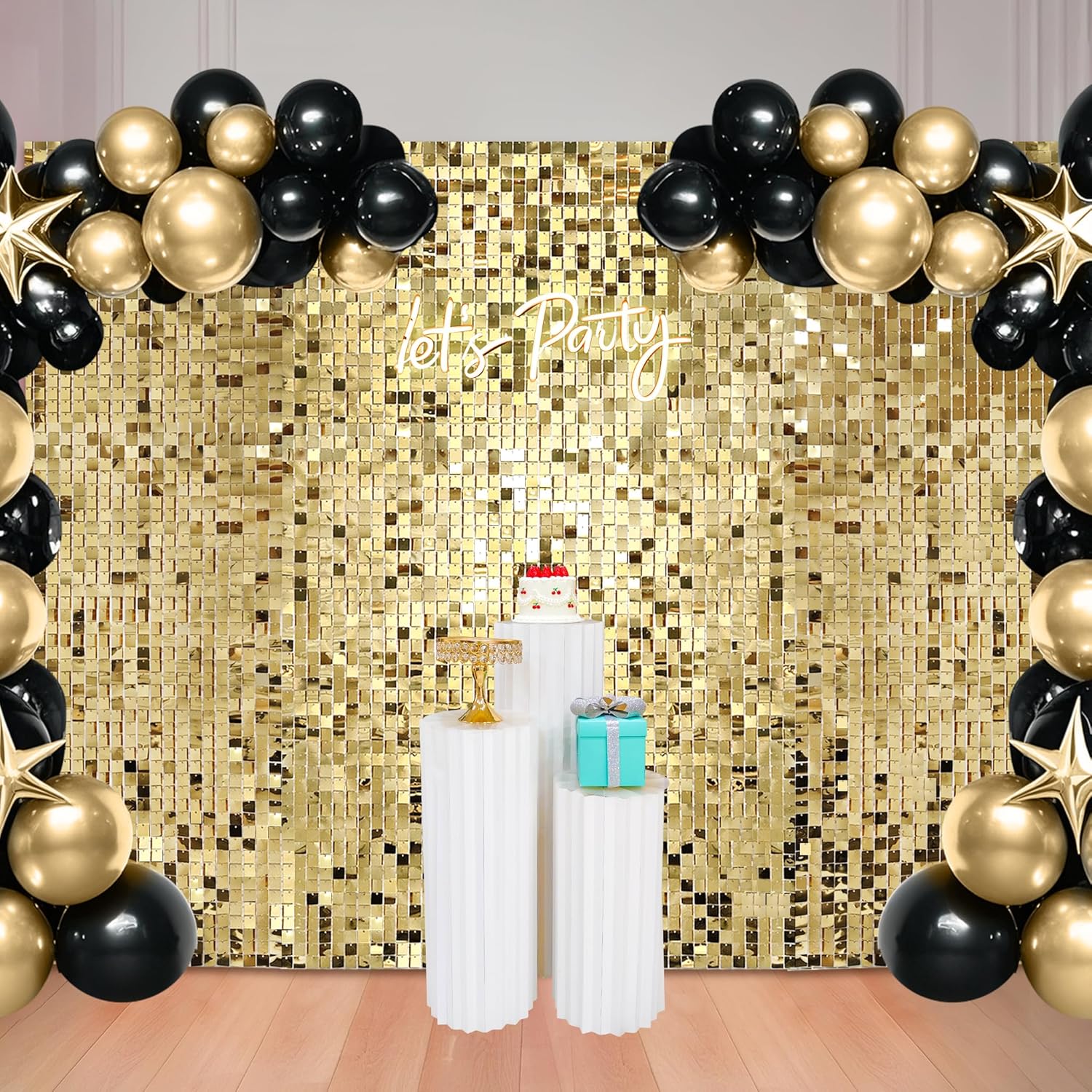 48 Pcs Light Gold Shimmer Wall Backdrop Panels for Events