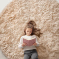 OLANLY Beige Round Area Rug for Bedroom - Soft and Fluffy Home Decor