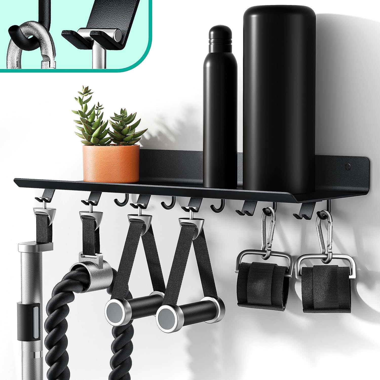1-Tier Floating Shelf for Home Gym Storage and Organization