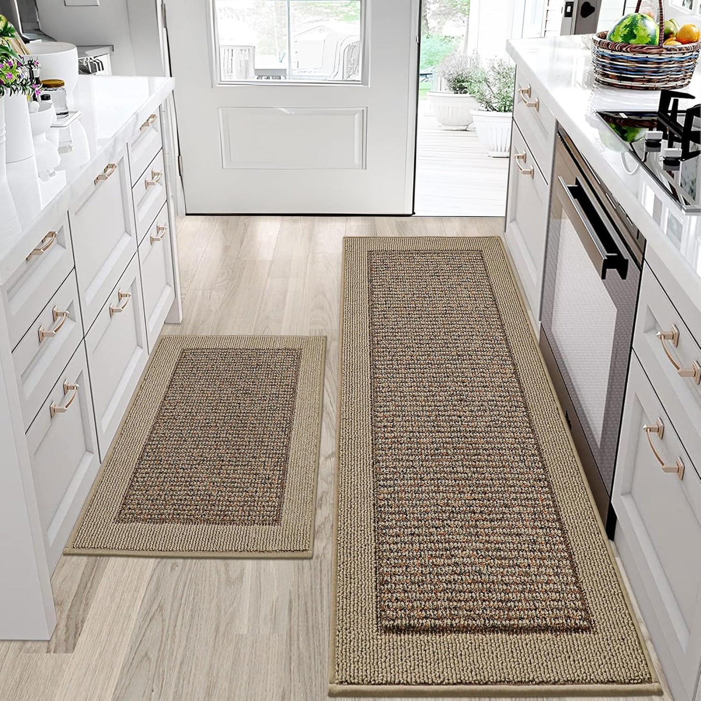 BEQHAUSE Kitchen Rugs Set of 2 Non-Slip Absorbent Mats