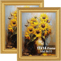 11x14 Gold Picture Frame Set of 2 - Ornate Vintage Wall & Table