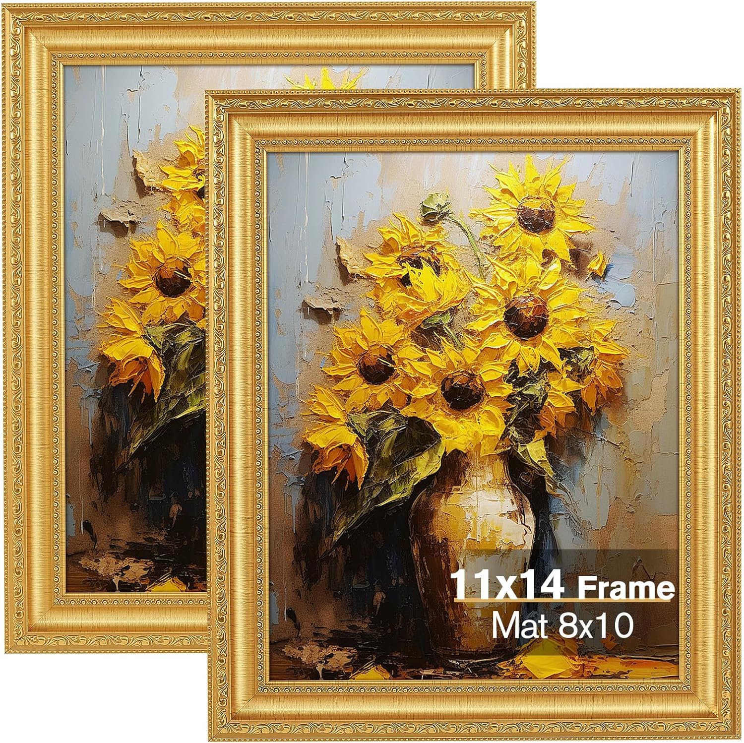 Ornate Vintage 11x14 Gold Picture Frame Set of 2 for Display