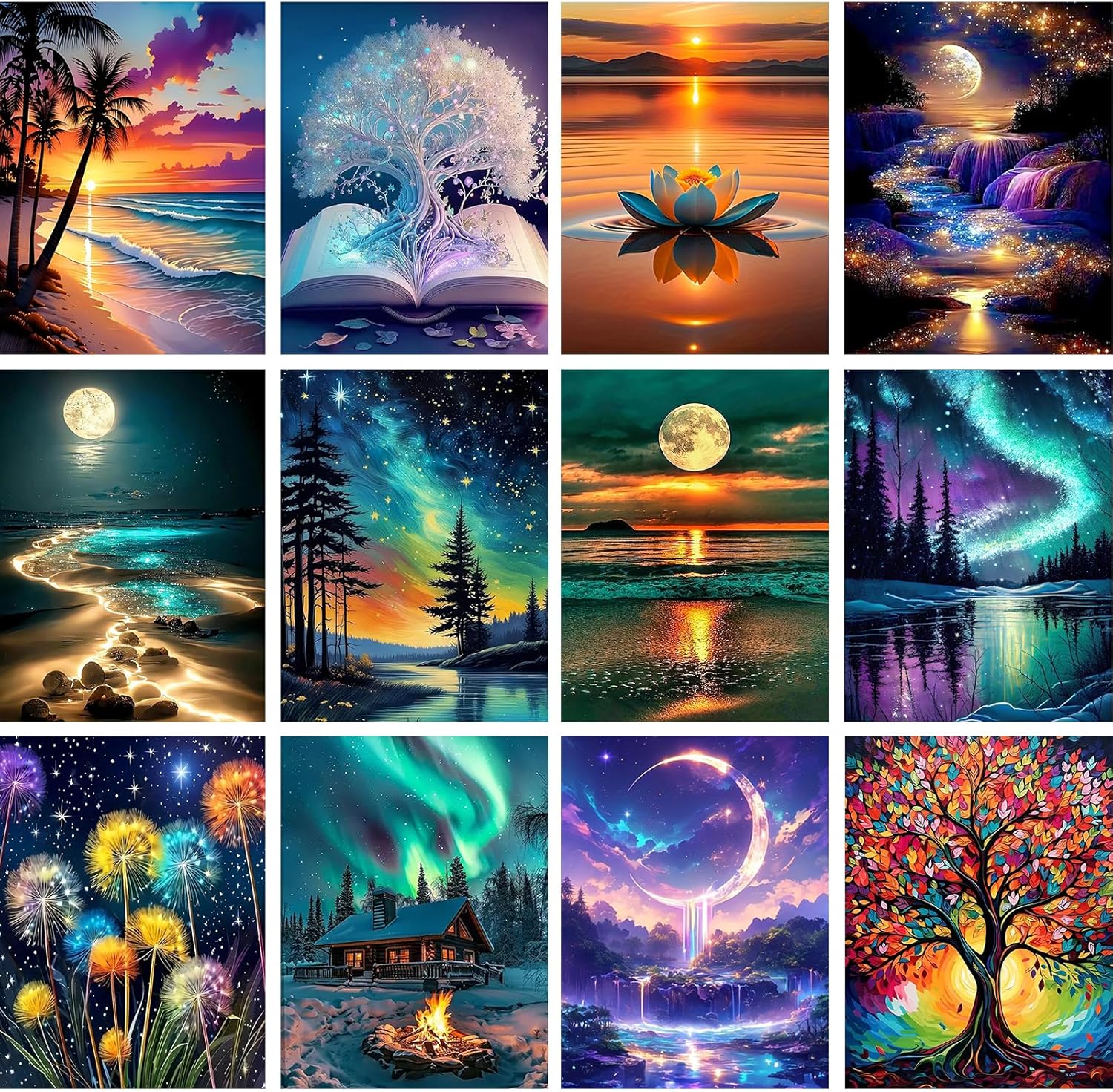 12 Pack Diamond Art Kits for Adults - 5D Painting Fun