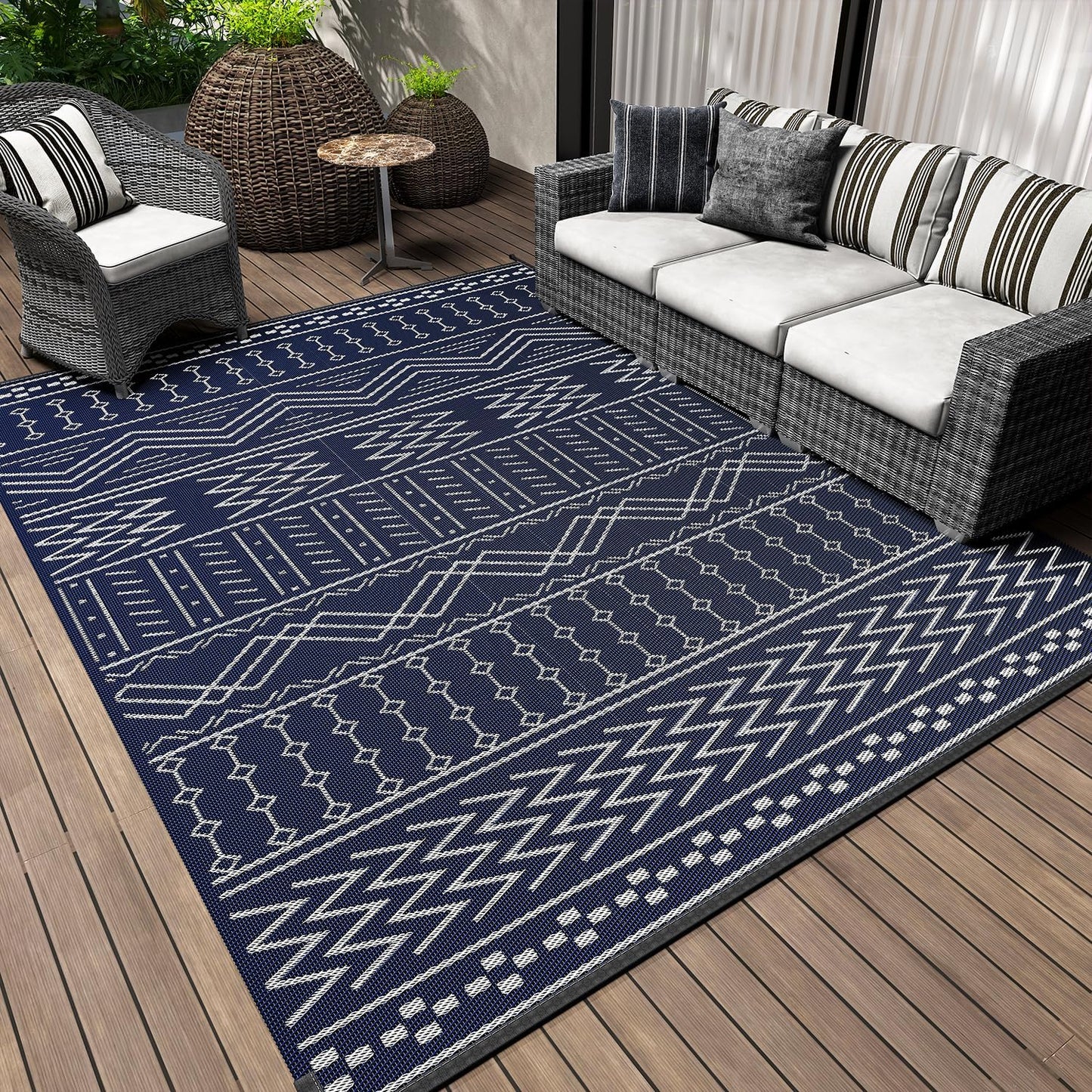 Outdoor Rug Carpet Waterproof 8x10 ft for Patio and RV Use