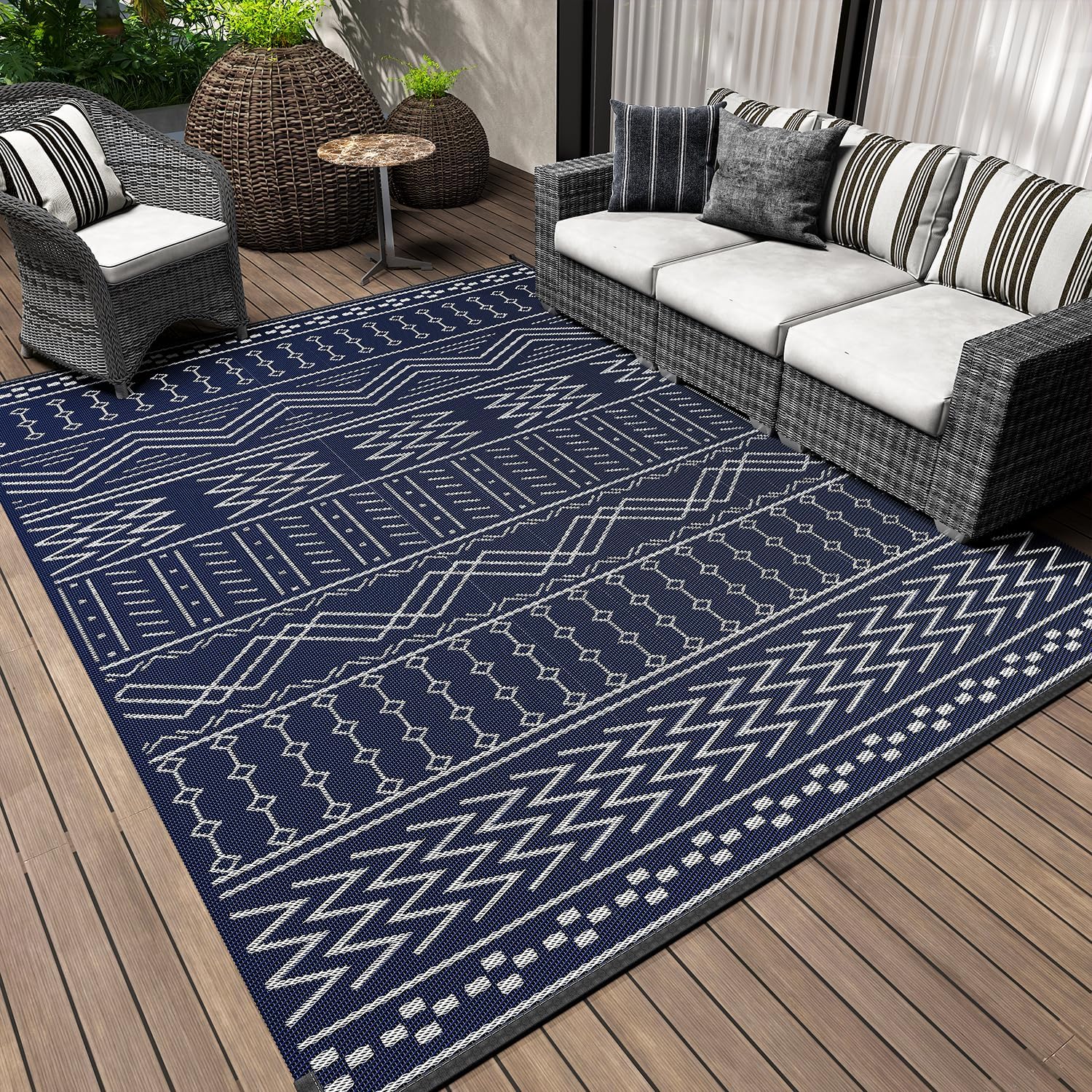 Outdoor Rug Carpet Waterproof 8x10 ft for Patio and RV Use