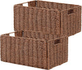 Vagusicc Wicker Storage Basket Set of 2 - Foldable Paper Rope