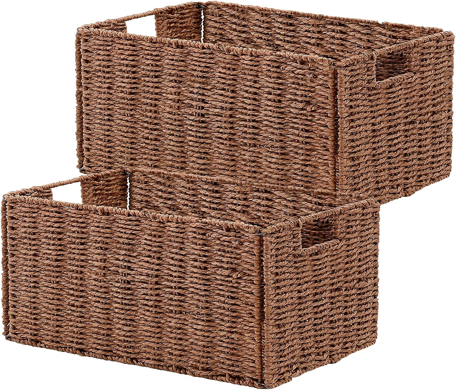 Vagusicc Wicker Storage Basket Set of 2 for Home Organization