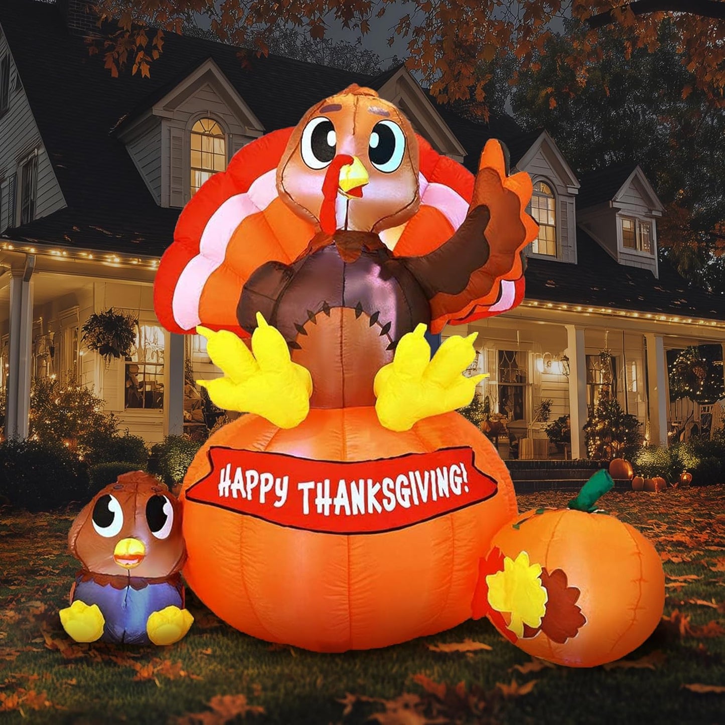 6 ft Thanksgiving Inflatable Turkey Decoration for Autumn Fun