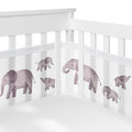 Breathable Mesh Crib Liner Grey Watercolor Elephants - Safe Ventilated