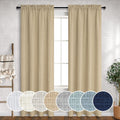 Tan Curtains 96 in Long Semi Sheer Linen Panels - Light Filtering