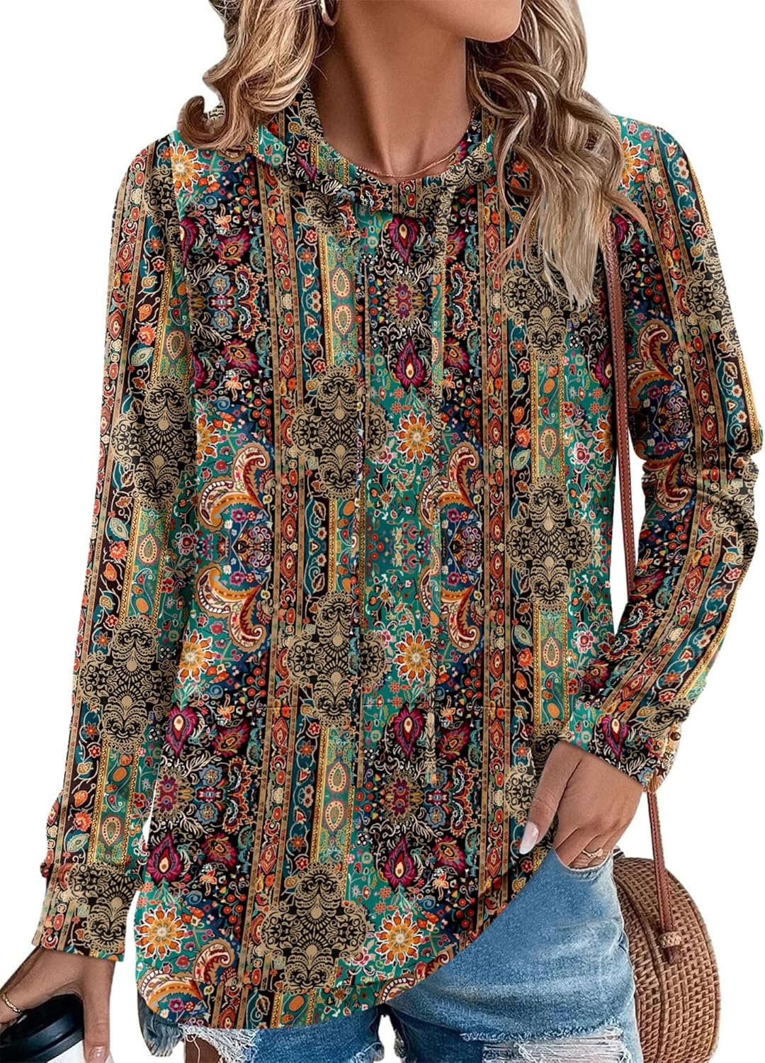Angerella Hoodies for Women Camo Leopard Print Pullover Tops