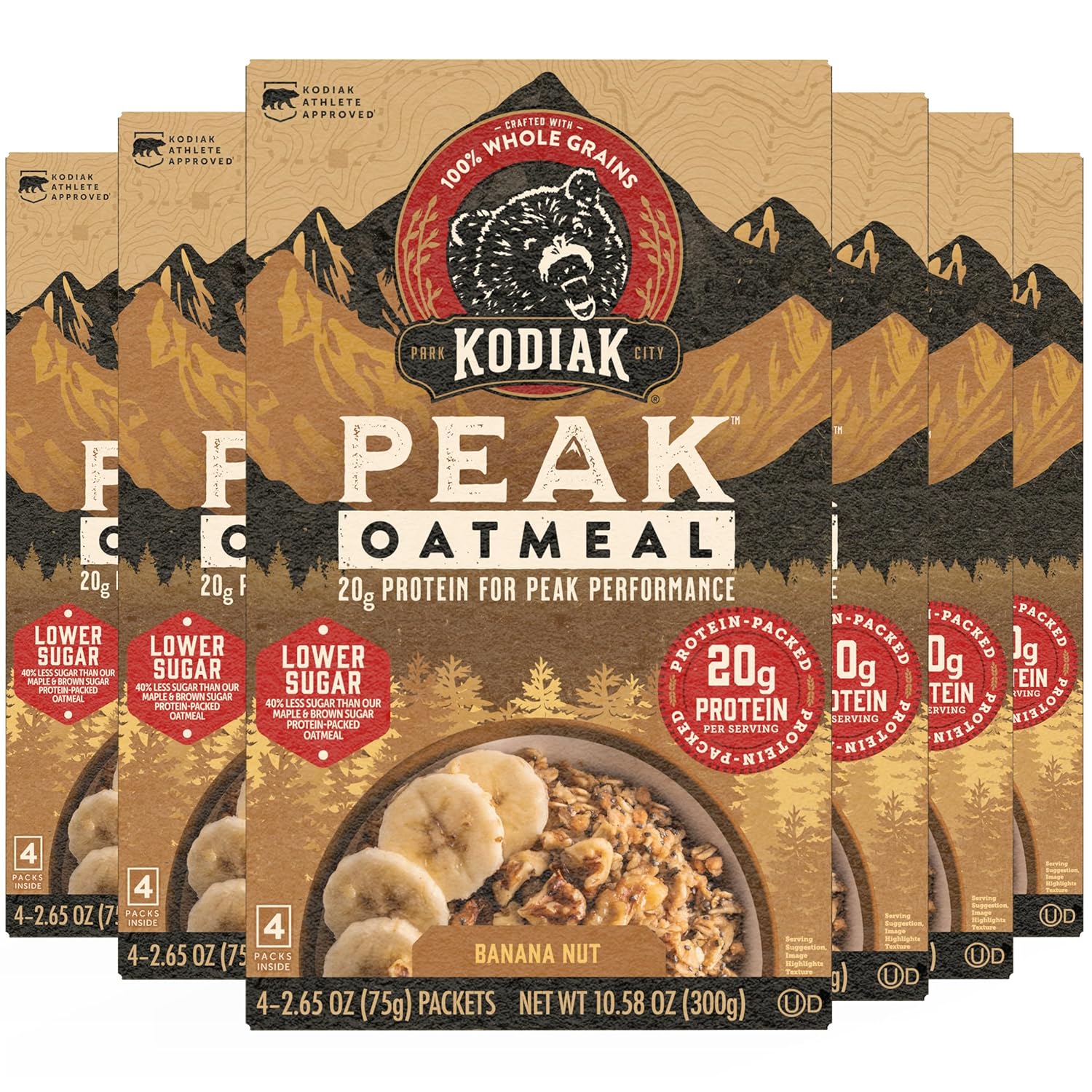 Kodiak Cakes Peak Instant Oatmeal Packets, Banana Nut Flavor