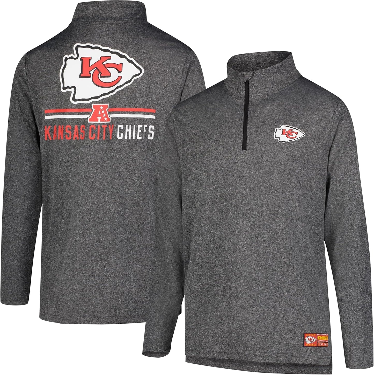 Ultra Game Men's NFL Official Super Soft Quarter Zip T-Shirt