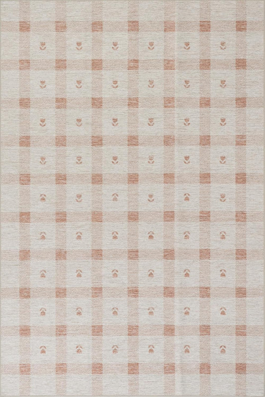 Zale Peach Machine Washable Rug - Stylish and Practical Design