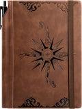 CAGIE Compass Leather Notebook Journal for Men - Durable Travel
