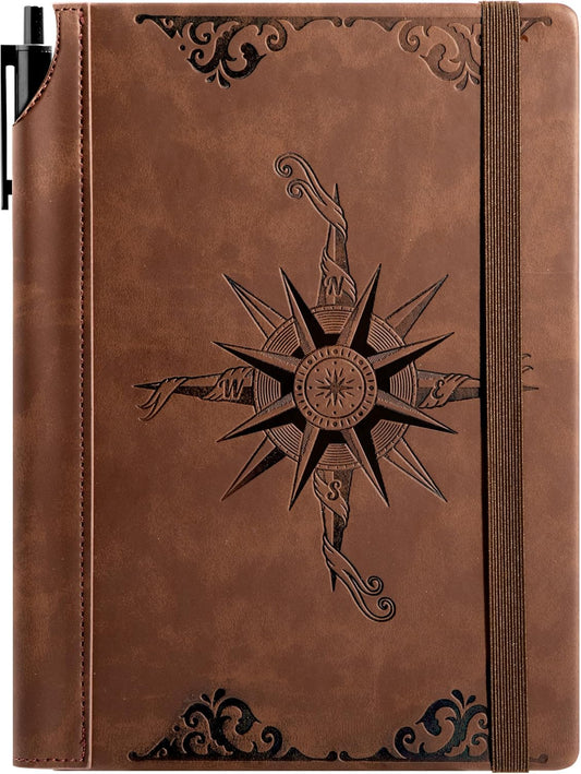 CAGIE Leather Notebook for Men, 288 Lined Pages, A5