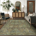 Bavni Area Rug 6X9 - Low Pile Sage Green Vintage Washable Rug