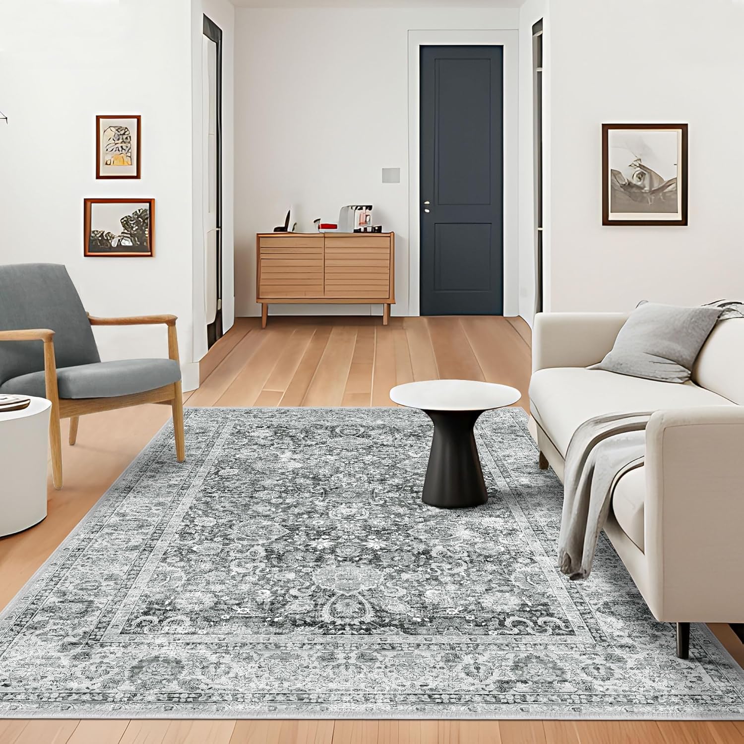 5x7 Grey Area Rug for Living Room, Bedroom & Dining Room