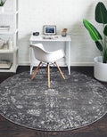 4 ft 1 in Round Dark Gray/ Ivory Area Rug - Sofia Collection