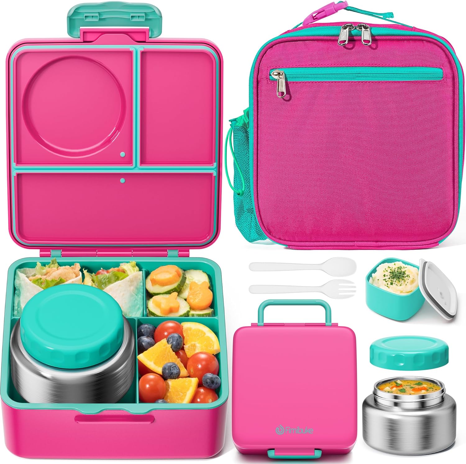 Fimibuke Bento Lunch Box Set for Kids with Insulated Thermos
