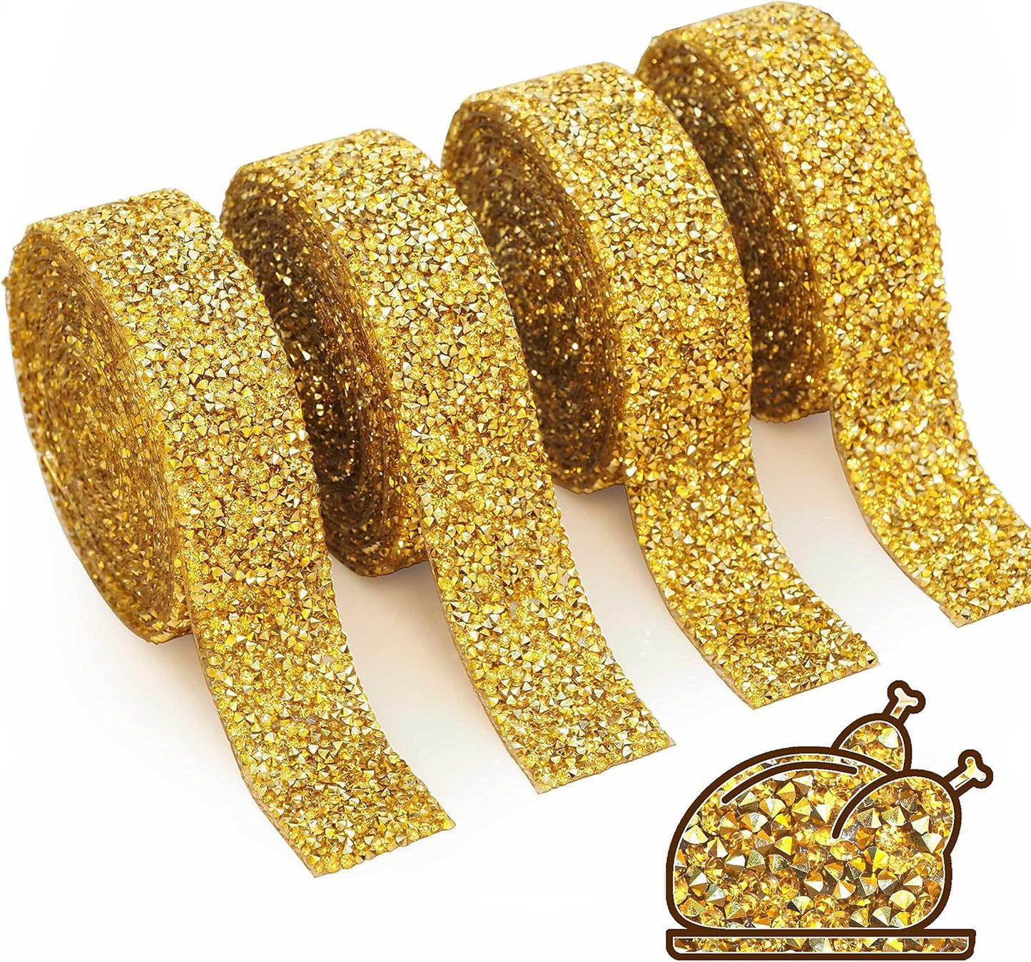 Locacrystal Rhinestone Ribbon Stickers for DIY Crafts and Decor