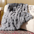 Faux Rabbit Fur Throw Blanket 50x60 - Ultra Soft, Fluffy & Warm