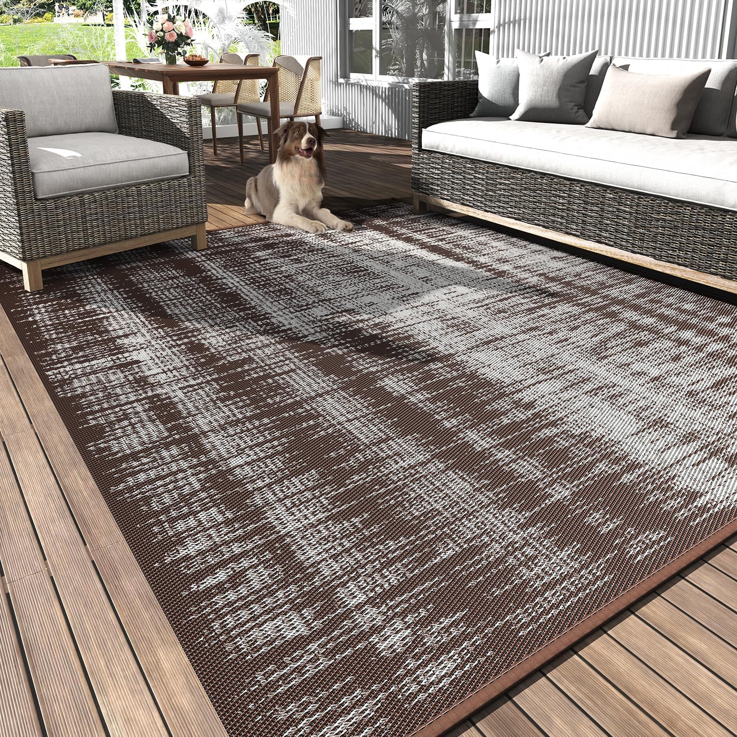 MontVoo Outdoor Rug Waterproof 6x9 ft for Patio and Camping