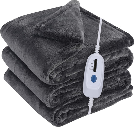 McJaw Heated Electric Blanket Soft Plush Flannel Full Size