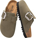 Suede Clogs for Women Leather Slip-on Mules - Supportive Everyday Clog