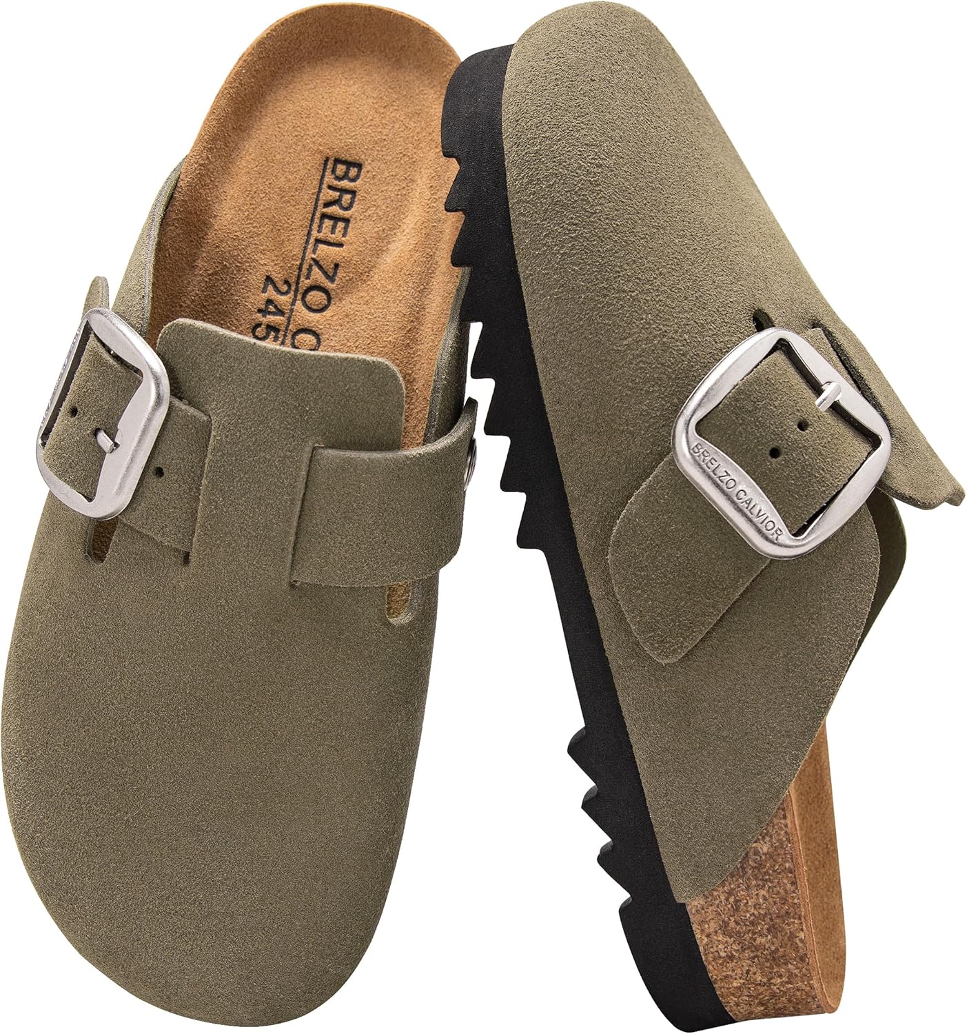 Suede Clogs for Women and Men Slip-on Mules with Buckle