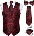 DiBanGu Men's Silk Paisley Vest and Necktie Set - Classic Formal Match