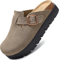 Genuine Suede Clogs for Women Platform Shoes - Comfortable Arch buckle