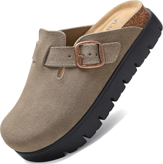 Genuine Suede Clogs for Women with Arch Support and Comfort