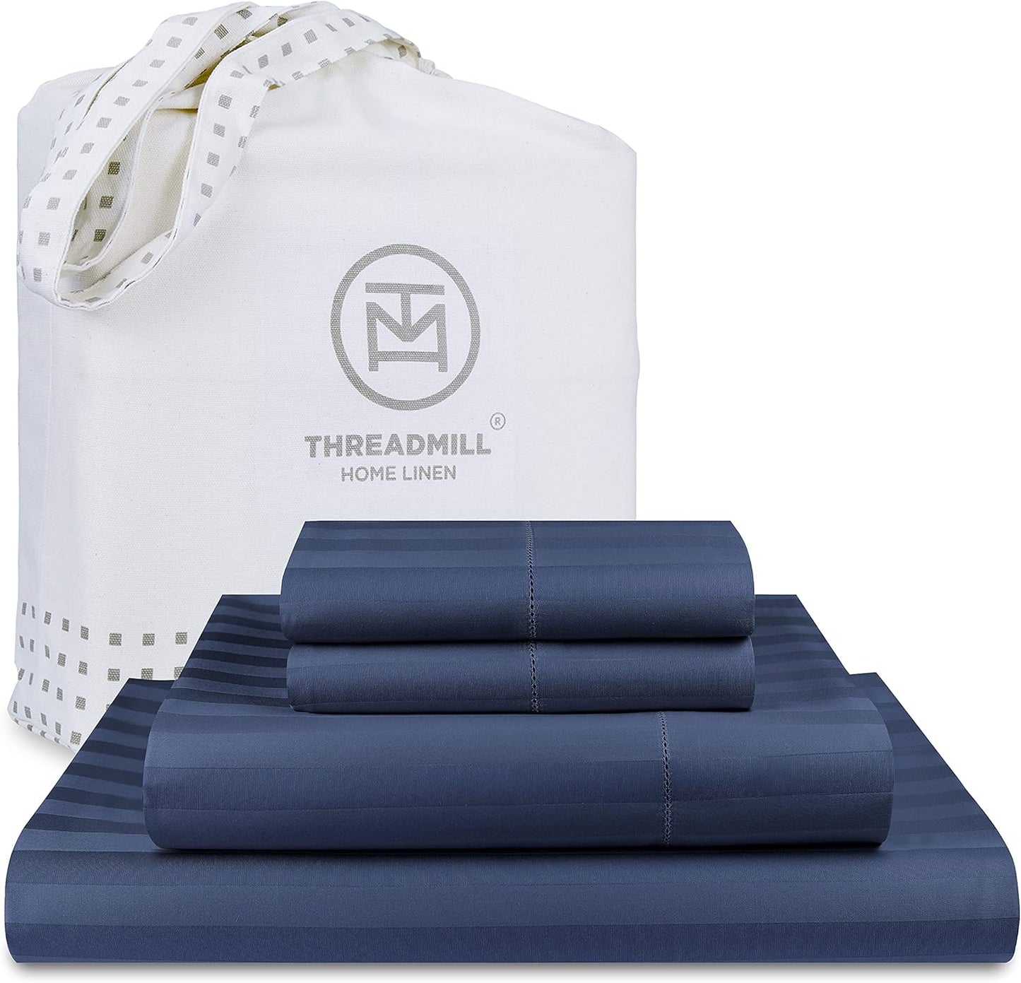 Threadmill 500 Thread Count King Size Damask Stripe Sheet Set
