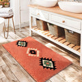 Boho Bathroom Rugs Coral Red Non Slip Luxury Soft Bath Mat