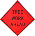 48 x 48 Safety Orange Mesh Rollup Sign - Tree Work Ahead (No Ribs)