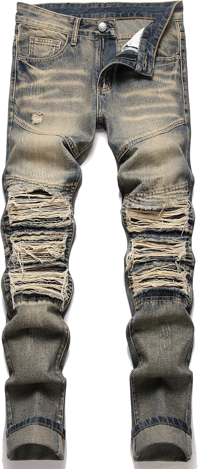 RXXKKK Men's Classic Zipper Biker Regular Fit Flex Jean Review