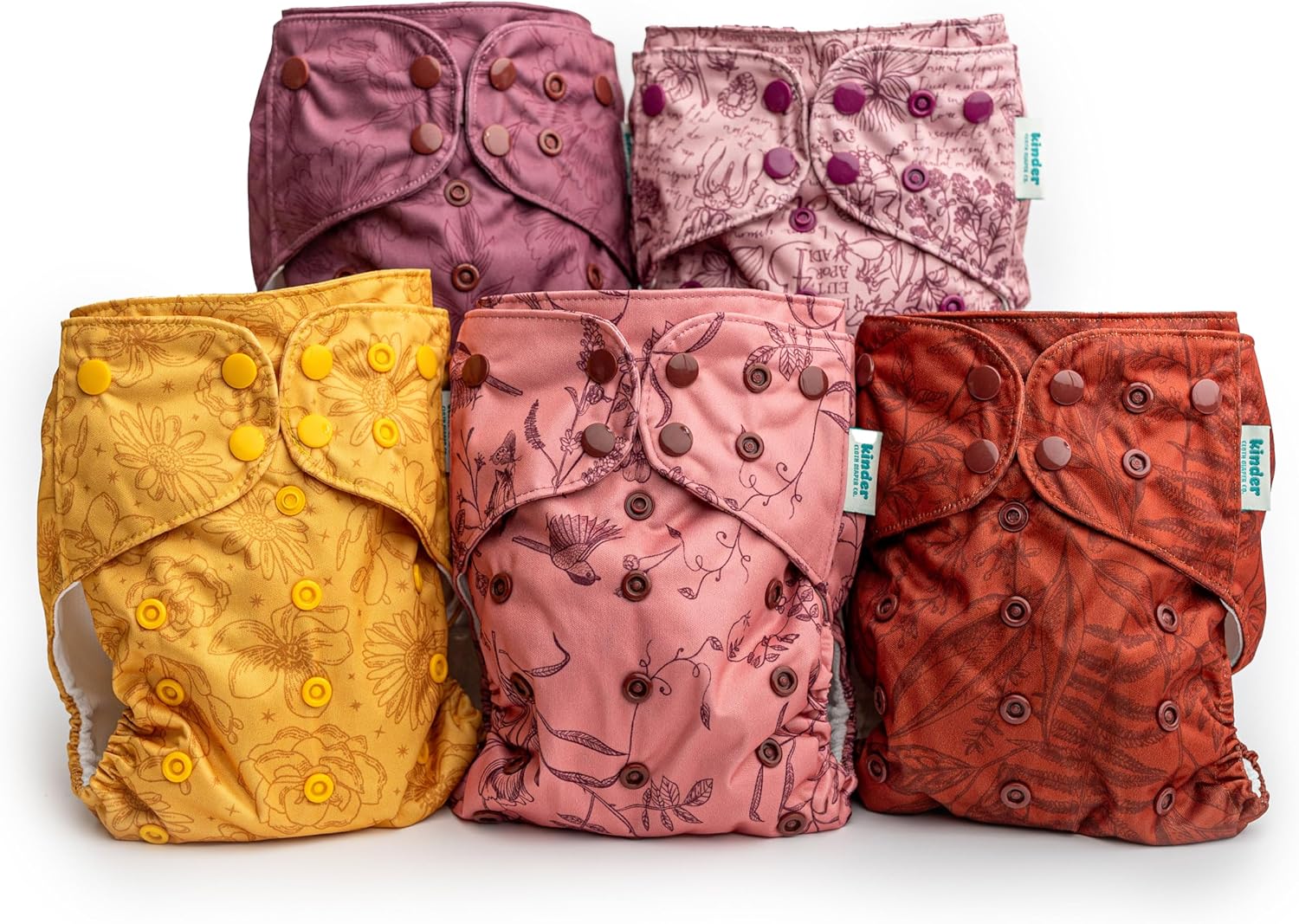 Kinder Reusable Cloth Diapers Set: Athletic Wicking Jersey, One Size
