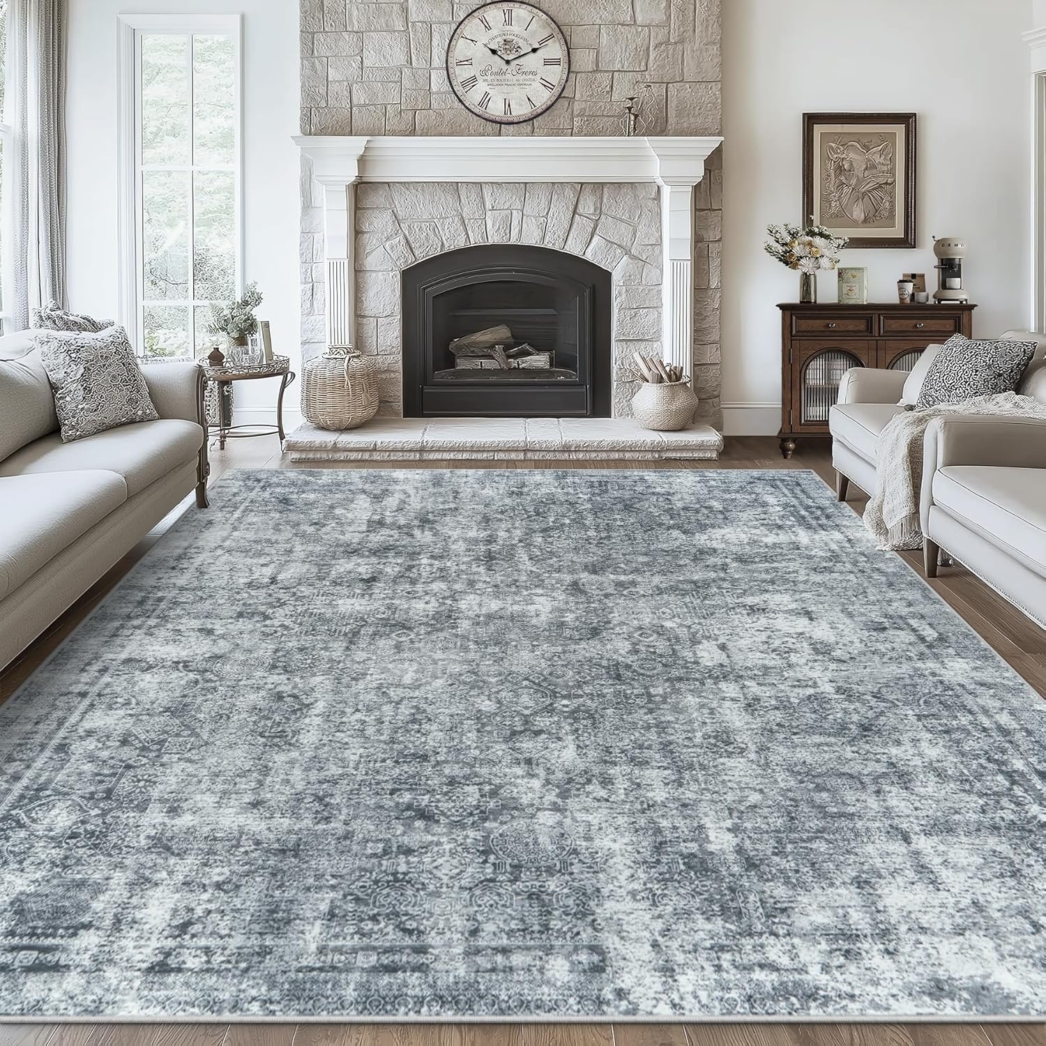 5x7 Area Rugs Washable Rug: Vintage Abstract Soft Carpet