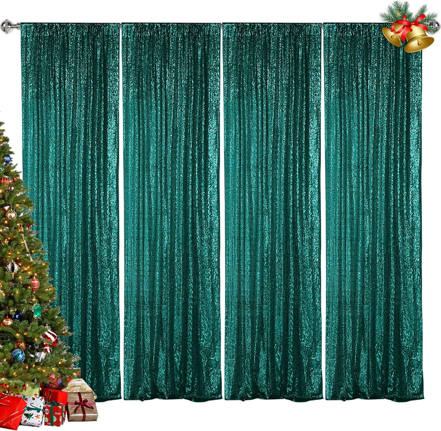 Hahuho Hunter Sequin Backdrop Curtain for Parties and Events