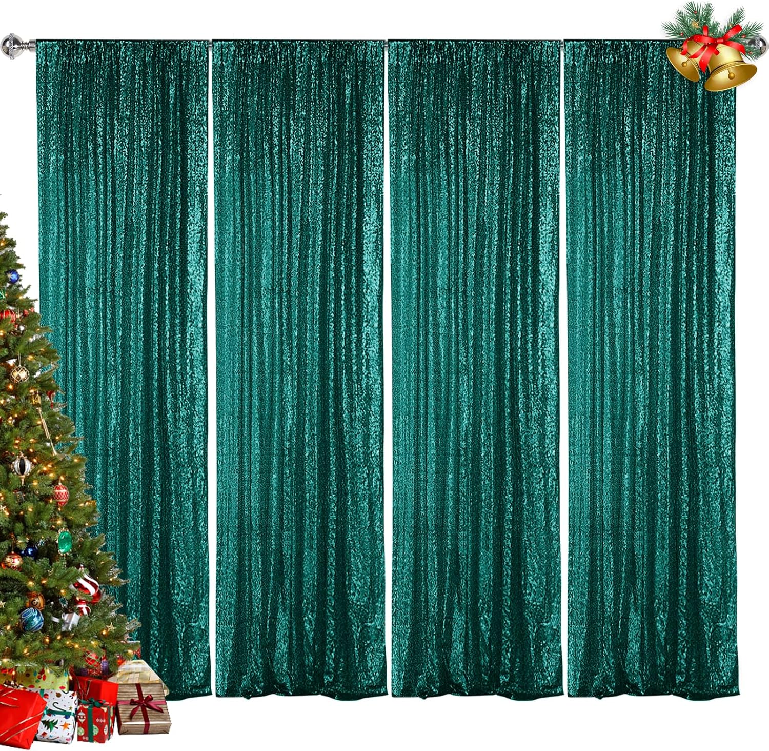 Hahuho Hunter Sequin Backdrop Curtain for Parties and Events